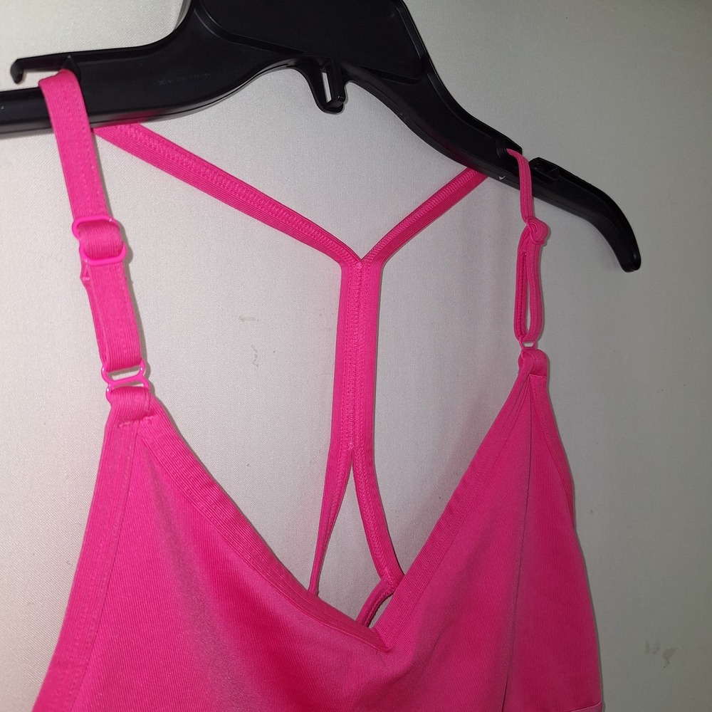 Victoria's Secret PINK Seamless Ribbed Sports Bra Bralette Hot Pink Size M - Picture 3 of 16